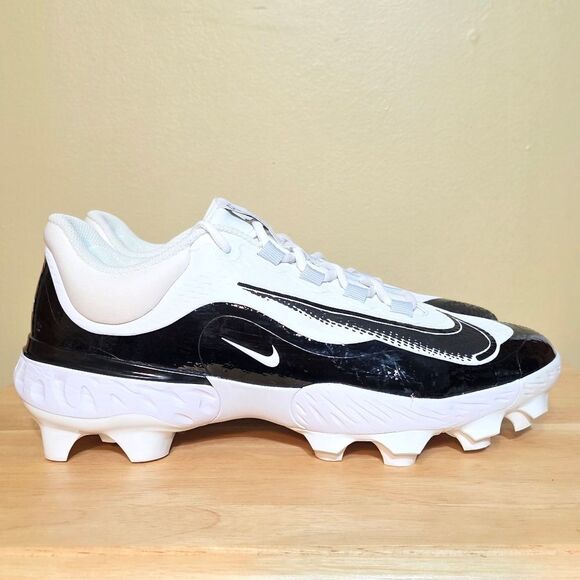 Nike Alpha Huarache Elite 4 Low MCS Baseball Cleats White Black FD6255-101 11.5 - Picture 1 of 7
